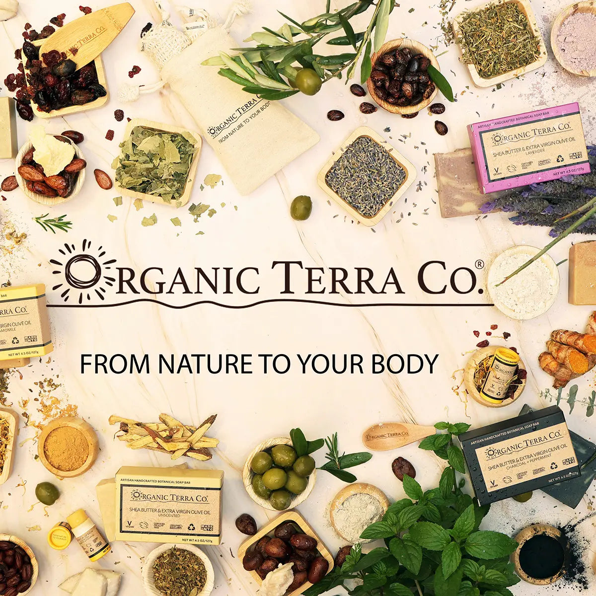 ORGANIC TERRA CO.® botanical soap bars and natural skincare ingredients