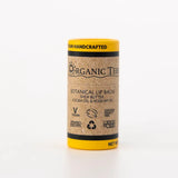 ORGANIC TERRA CO.® Botanical Lip Balm single tube front label showing vegan certified cruelty free and Made in NYC certifications on white background

